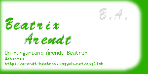 beatrix arendt business card